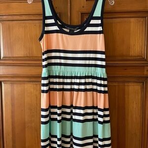 French Connection Striped Sleeveless Dress in Mint and Peach